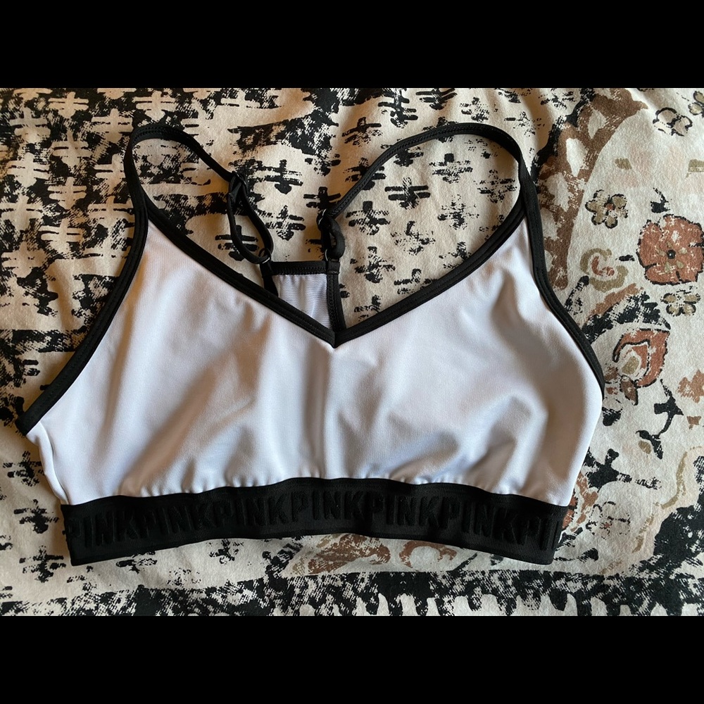 White and black sports bra